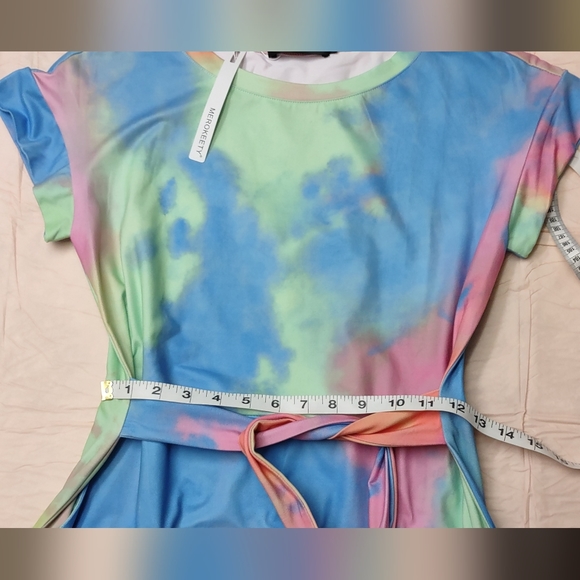 MEROKEETY Women's Summer Striped Short Sleeve T Shirt Dress Casual - Picture 11 of 11